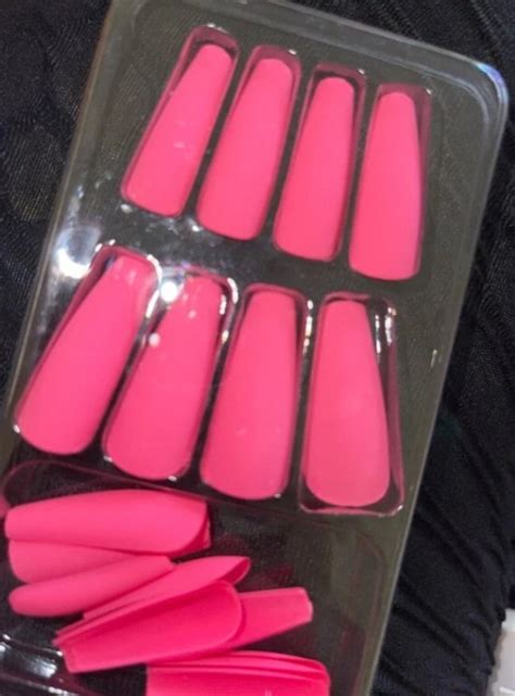 Bright Pink Press On Nails Etsy