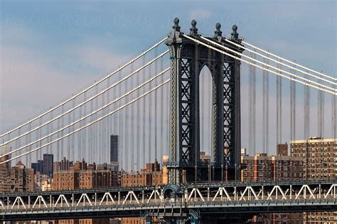 Western Pylon Of The Iconic Manhattan Bridge In New York City Del