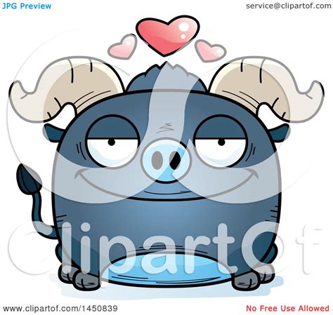 Clipart Graphic Of A Cartoon Loving Blue Ox Character Mascot Royalty