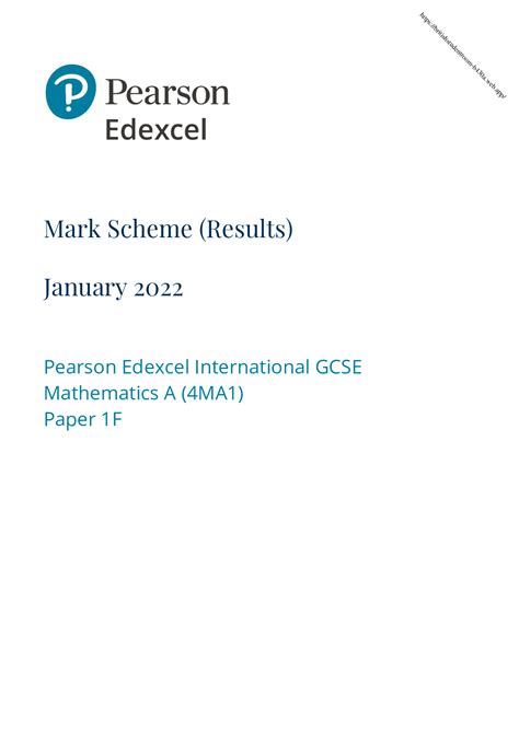 Mark Scheme Results January 2022 Pearson Edexcel International Gcse