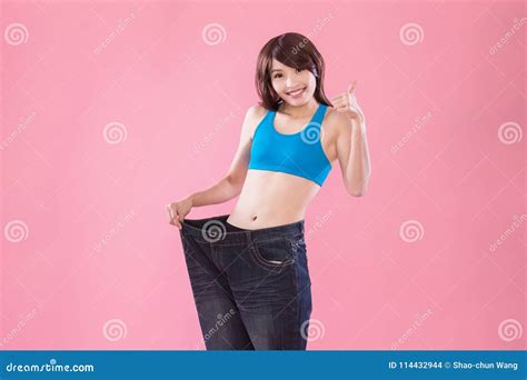 Woman Show Weight Loss Stock Photo Image Of Belly Calories 114432944
