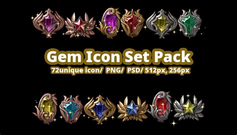 Gem Icon Set Pack Gamedev Market