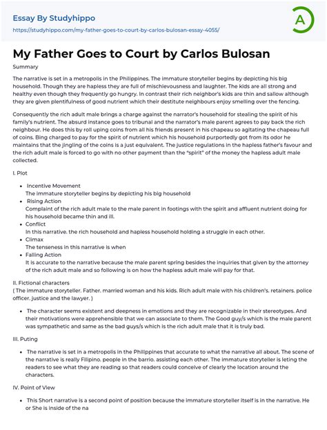 My Father Goes To Court By Carlos Bulosan Essay Example StudyHippo Com