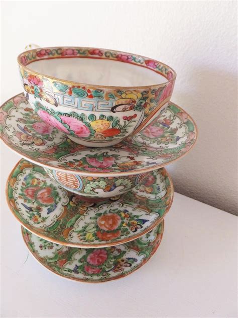 Ornate Hand Painted Oriental Tea Cups Asian Floral Cups Etsy