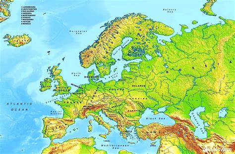 Mapa Fisico Da Europa Yalearn