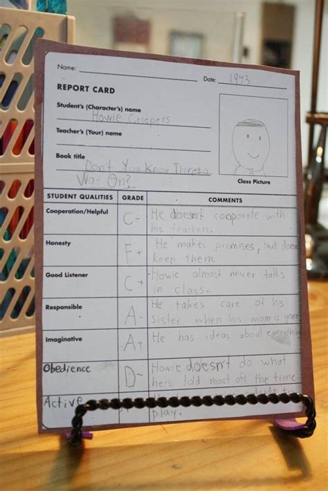 Character Report Card Teaching Character Reading Classroom Teaching