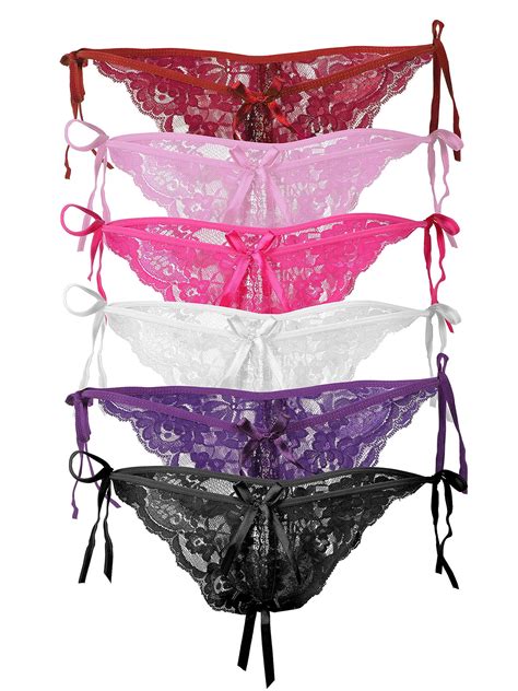 Pack Of Women S Sexy Lace Low Rise Panties Lingerie Crotchless Underwear Walmart Com
