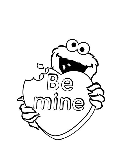 Simply download the christmas coloring page pdf. Be Mine Valentine Cookie Monster Coloring Pages : Coloring Sky