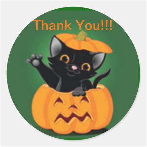 Cute Kitty Halloween Thank You Sticker
