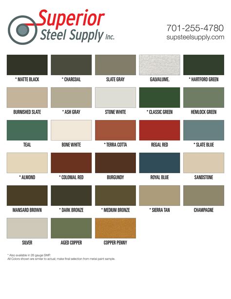 Roofing Color Chart