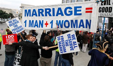 Demonstrators For And Against Same Sex Marriage Protest