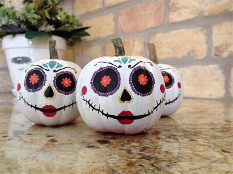 Mini Painted Halloween Pumpkins El Día De Los Muertos Style