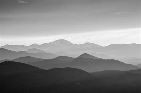 Rocky Mountains In Black And White Silhouette Mary Ellen Strong
