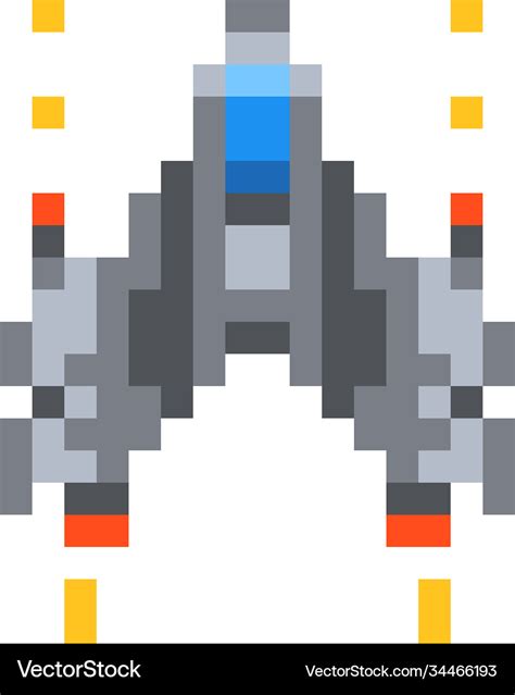 Cute Little Spaceship Game Hero In Pixel Art Vector Image