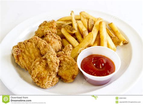 Chicken Tenders And Fries Stock Photo Image Of Fingers