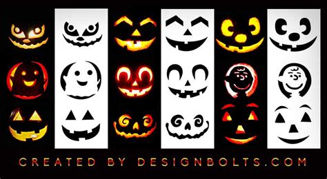 easy cute scary pumpkin carving stencils templates  kids designbolts