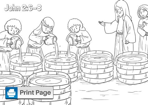 jesus turns water  wine coloring pages  kids connectus