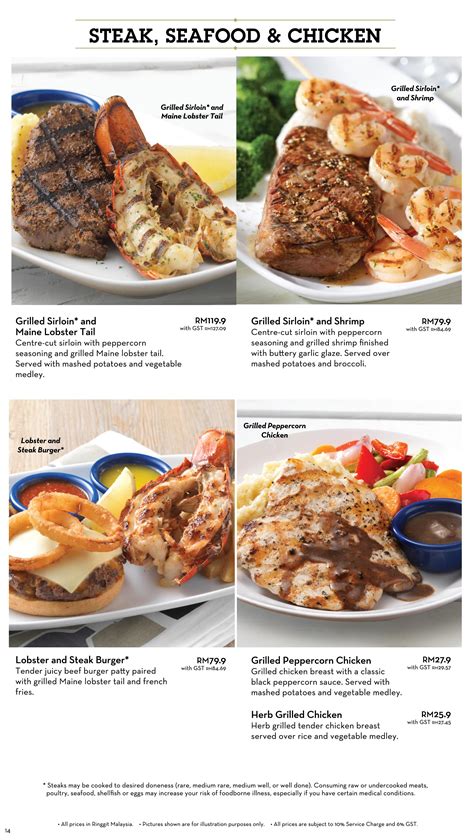 Red Lobster Printable Menu Served With Your Choice Of Sides