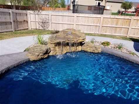 Small Waterfall Added To Our Lagoon Style Gunite Pool Pool Spa Pool