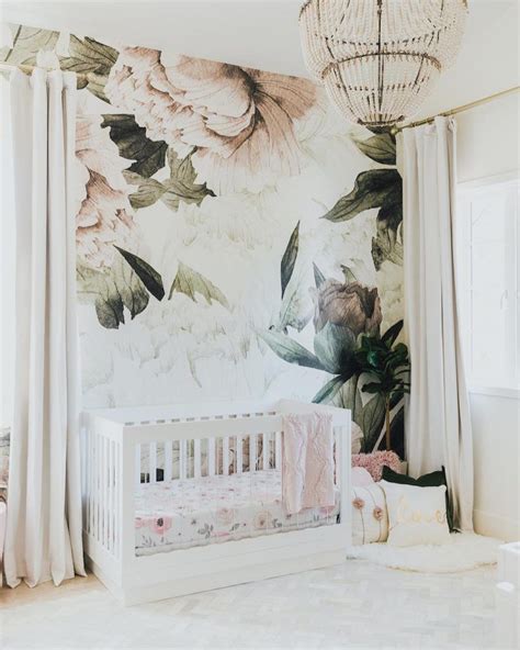 Large Blush Floral Wall Mural Little Crown Interiors Girl Nursery