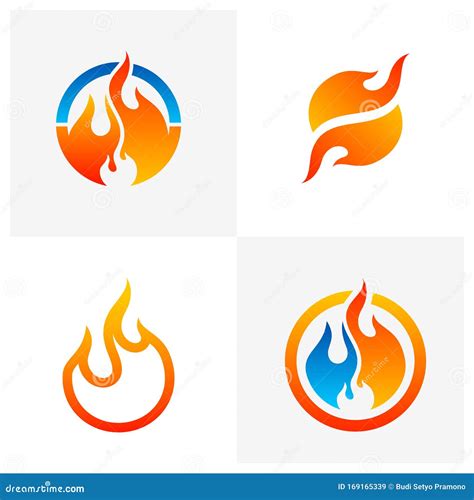 Set Of Fire Logo Flame Logo Design Template Icon Symbol Creative