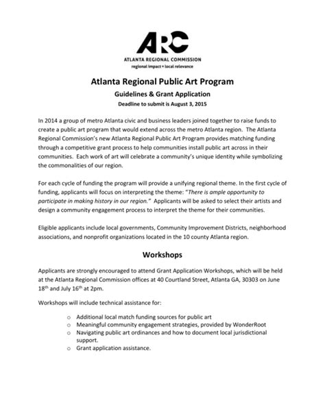 Application Guidelines Atlanta Regional Public Art Program