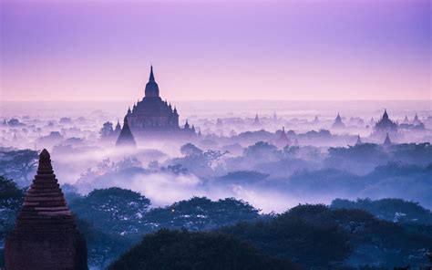 Nature Landscape Temple Mist Trees Asia Morning Architecture