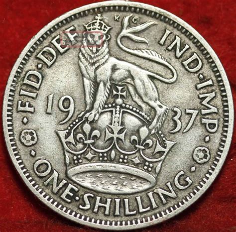 1937 Great Britain Shilling Silver Foreign Coin Sh