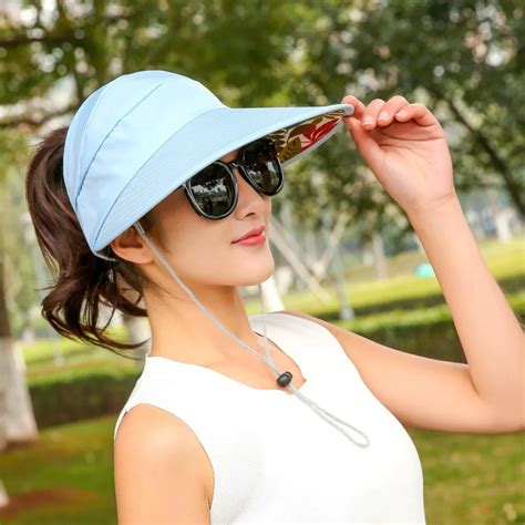 Vbiger Women Anti Uv Sun Hat Foldable Summer Beach Hat Wide Brim Visor