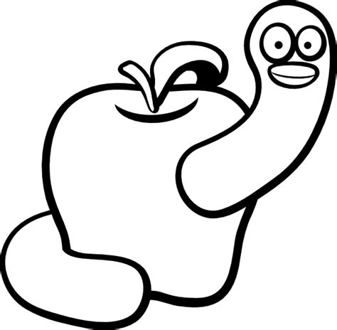 Lineart Apple Worm Clip Art 119195 Free Svg Download 4 Vector