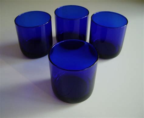 Cobalt Blue Tumblers Or Drinking Glasses Made By Libbey Glass Etsy