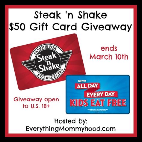 See the most related gift cards. Kids Eat Free All Day Every Day at Steak 'n Shake & $50 ...