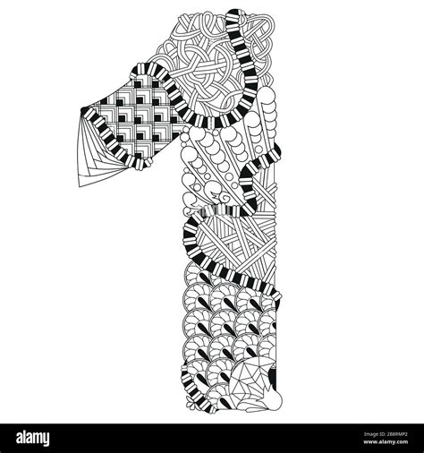 Number One Zentangle Vector Decorative Number Stock Vector Image And Art