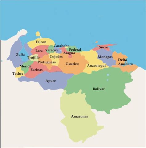 Dibujo Del Mapa De Venezuela Con Sus Estados Y Capitales Imagui