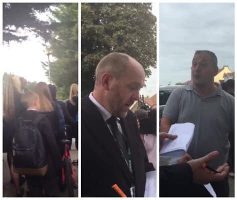 video angry dad confronts headteacher who sent home 60 pupils over uniform