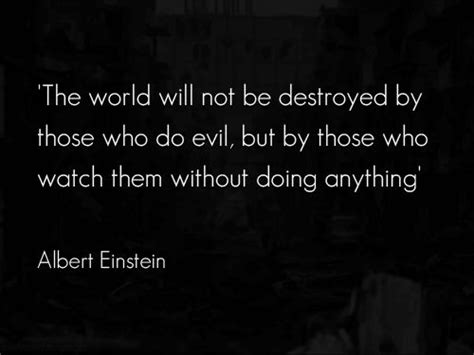 The World Will Not Be Destroyed By Those Who Do Evil But Those Who