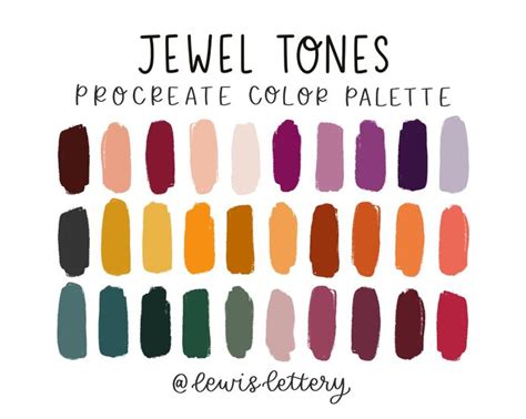 Jewel Tones Color Palette For Procreate 30 Color Swatches Ipad