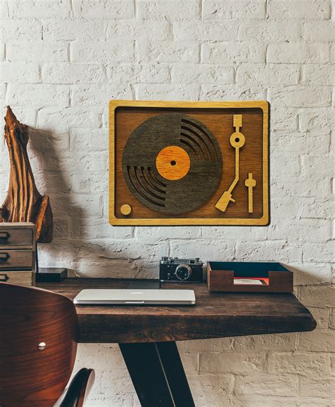 Retro Vinyl Record Player Wall Art Laser Cut Wood Vintage Etsy