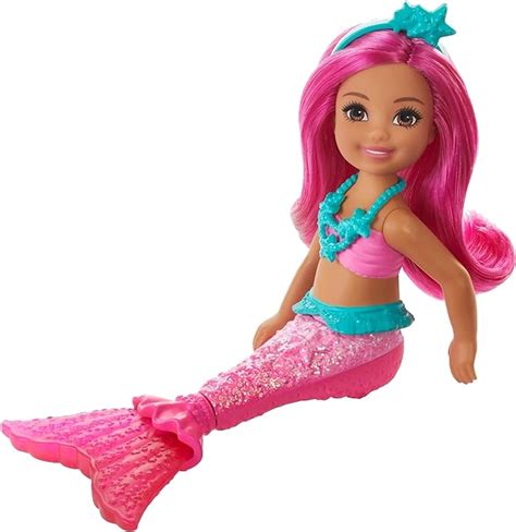 barbie dreamtopia chelsea mermaid doll 6 5 inch with pink hair and tail multicolor