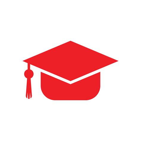 Eps10 Red Vector Graduation Hat Solid Icon Isolated On White Background
