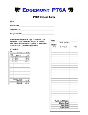 Fillable Online Pta Deposit Form Ptsa Fax Email Print Pdffiller