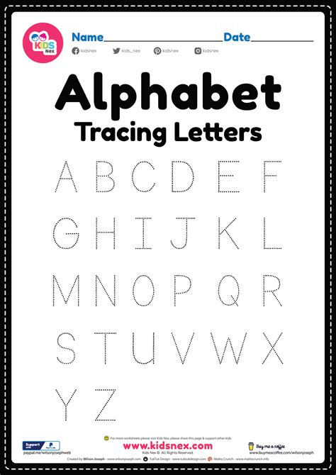 Alphabet Worksheet, Tracing Letters - Free Printable PDF
