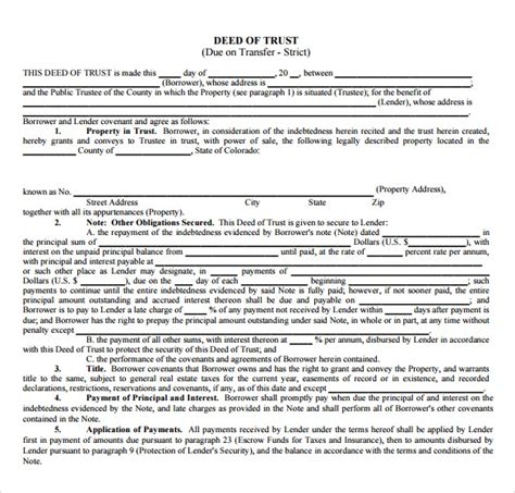 8 Deed Of Trust Forms To Download Sample Templates