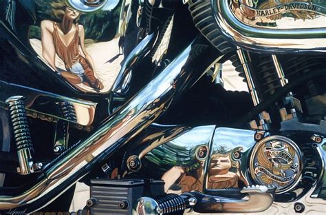 A Painting Of A Woman Sitting In The Drivers Seat Of A Motorcycle