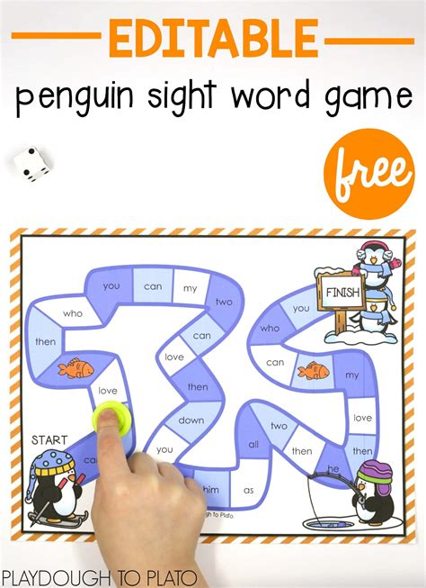 Penguin Sight Word Game Playdough To Plato