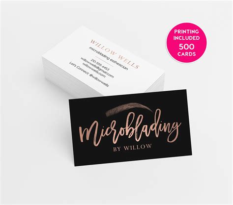 Microblading Rose Gold Business Card Design 500 Printed Etsy