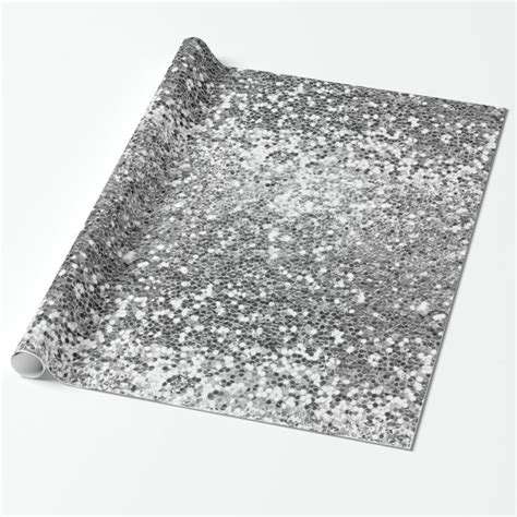 Luxury Chic Silver Glitter Sparkle Wrapping Paper Zazzle