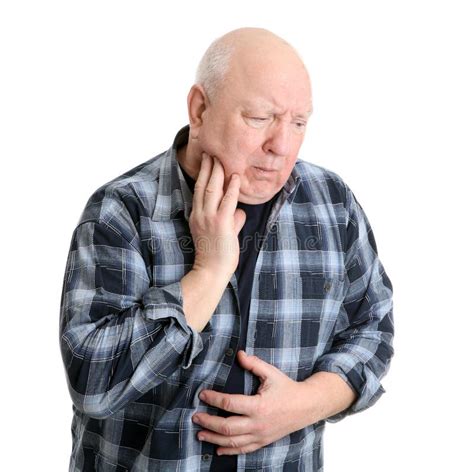 Senior Man Suffering From Cough Stock Photo Image Of Caucasian Ache