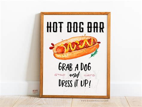 Hot Dog Station Printable Hot Dog Bar Sign Graduation Party Build