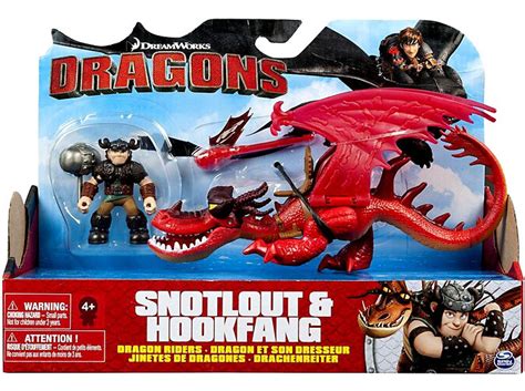 How To Train Your Dragon Dragons Dragon Riders Snotlout Hookfang Red Action Figure 2 Pack Spin